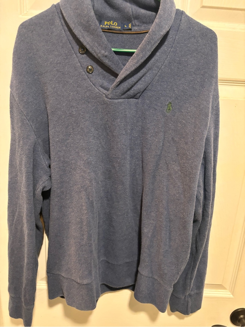 Ralph Lauren Men's Blue Shawl-Collar V-Neck Sweater